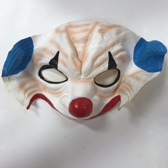 Creepy Clown Halloween Mask and Rainbow Wig - Picture 3 of 7